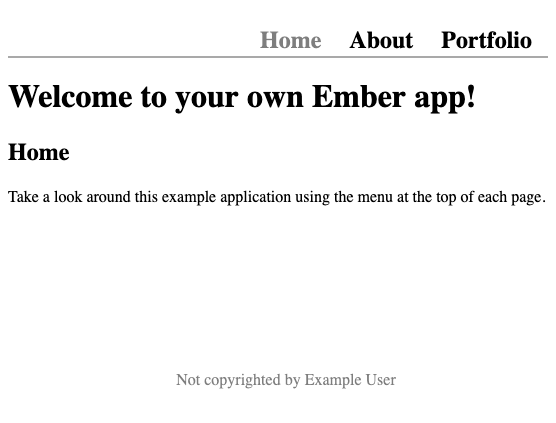 The homepage for the example app The homepage for the example app
