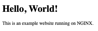 Example web page hosted on NGINX. Example web page hosted on NGINX.