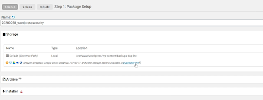 Duplicator Backup New Package Configuration Duplicator Backup New Package Configuration